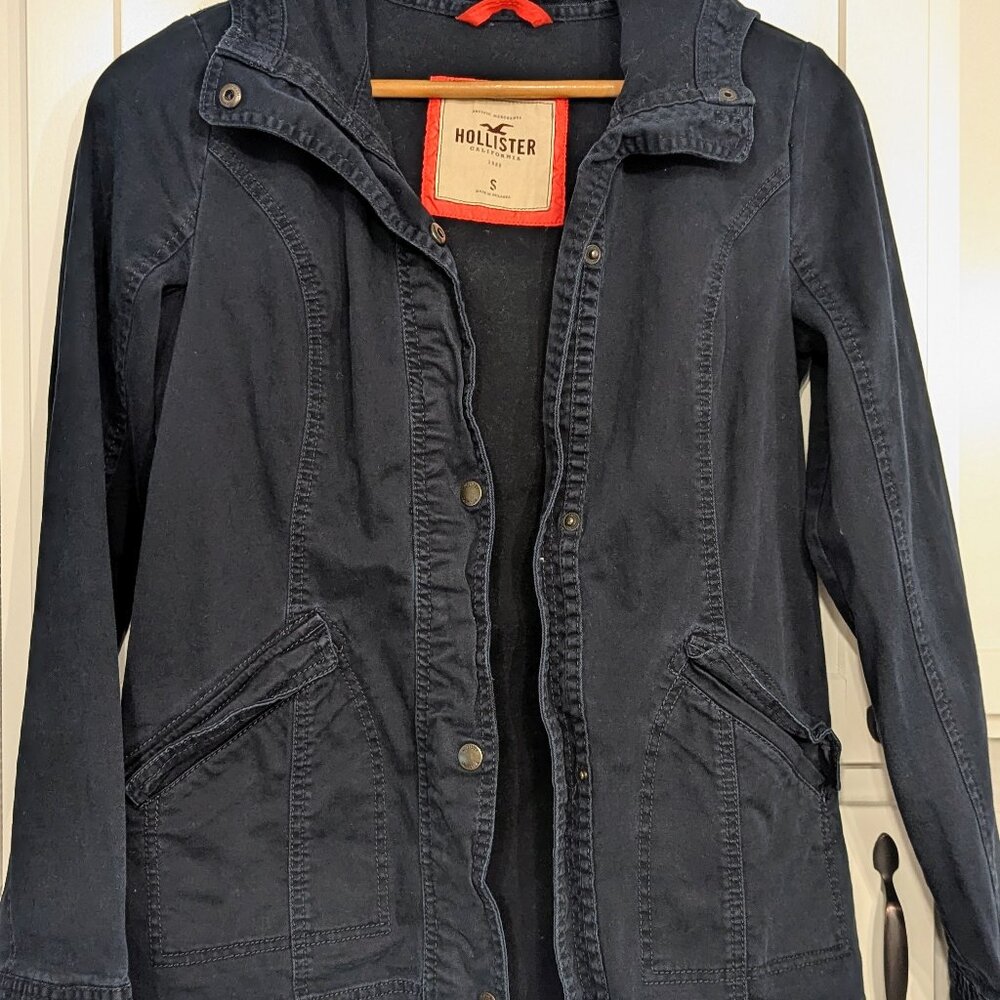 VTG Y2K Hollister California Snap Button Jacket – Navy Blue – Size Small